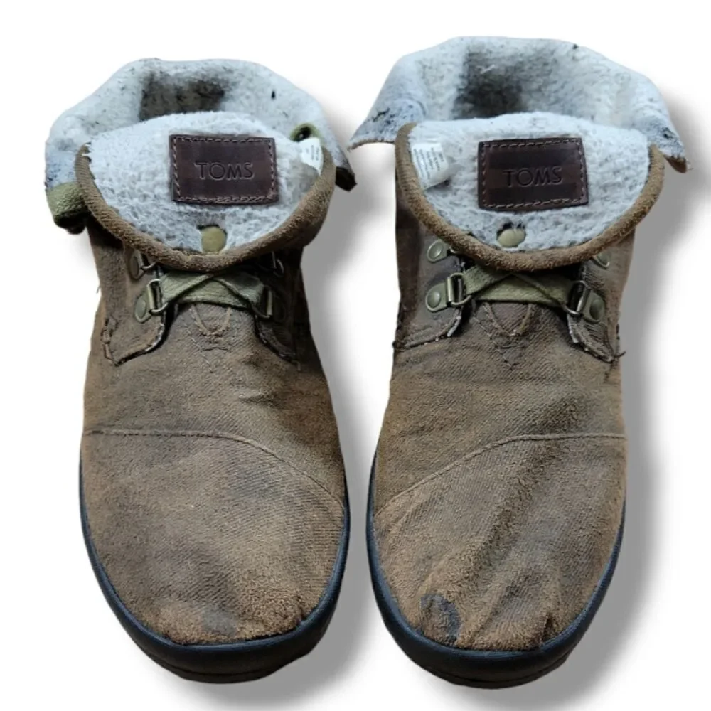 Toms Shoes Size 11 W Women's Toms Highlands Botas Boots High Top Canvas Brown